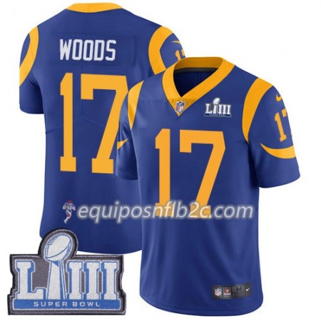 Camiseta Hombre NFL Los Angeles Rams Robert Woods 17 Nike Royal 2019 Super Bowl LIII